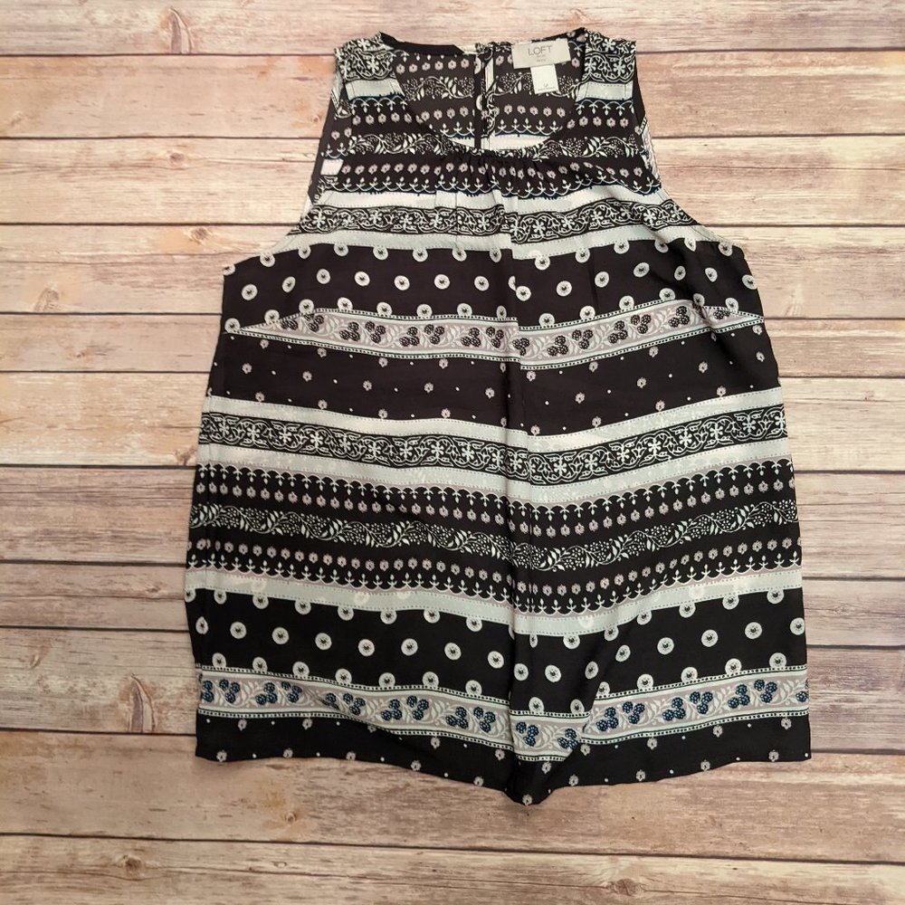 Loft Sleeveless Top Brown/ Pink Small Petite